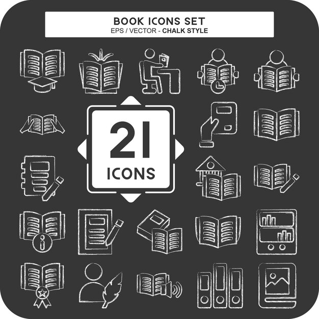 Conjunto de iconos Libro relacionado con Símbolo de educación tiza Ilustración de diseño sencillo de estilo