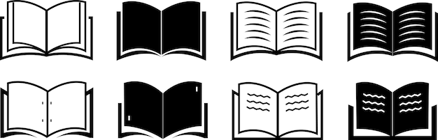 Conjunto de iconos de libros Colección de elementos de libros planos y de línea Diseño de ilustraciones vectoriales