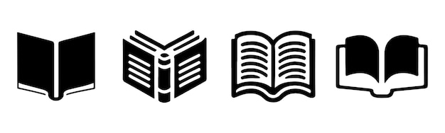 Conjunto de iconos de libros Libro abierto Iconos que representan el conocimiento Lectura y conceptos de literatura