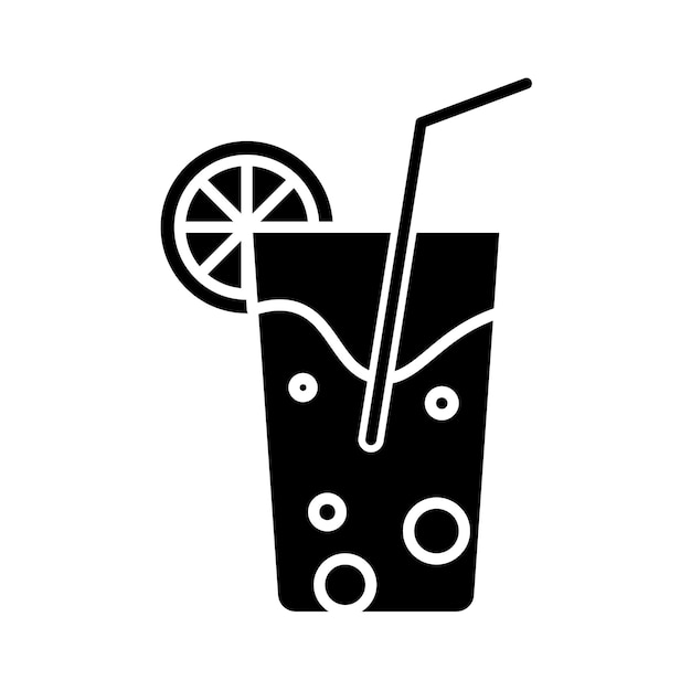 Conjunto de íconos de limonada Sumo de vidrio símbolo vectorial fresco en un estilo de relleno y contorno negro Signo de apretamiento refrescante