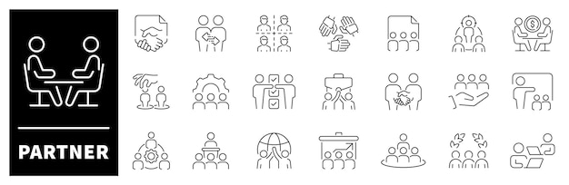 Conjunto de iconos de línea de asociación