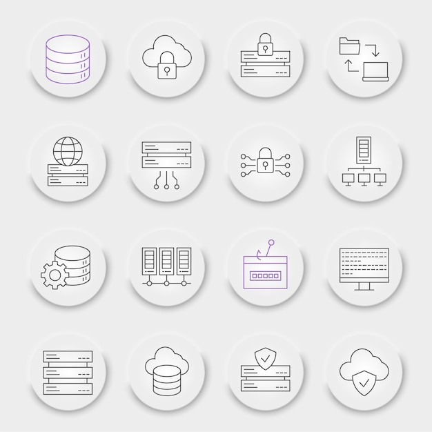 Conjunto de iconos de línea de base de datos