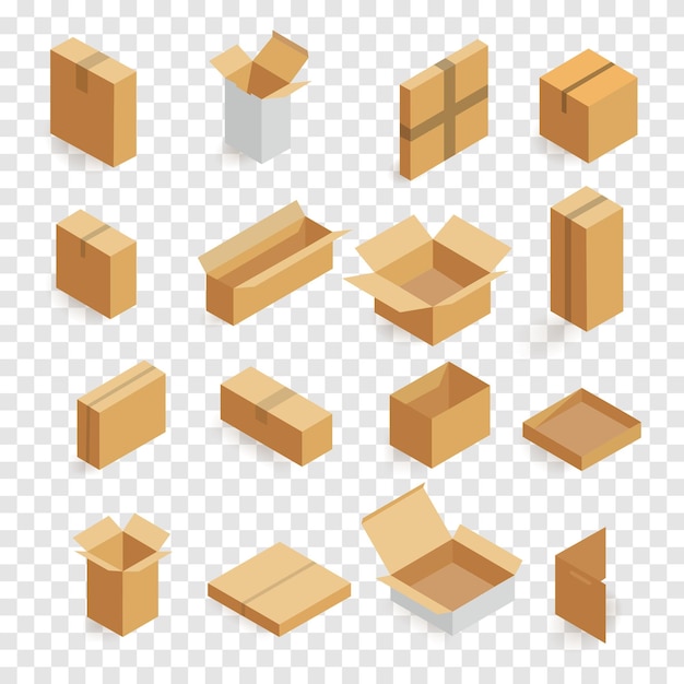 Conjunto de iconos de línea de caja Envasado de sorpresa de correo de entrega Almacenamiento de cartón para productos frágiles Transporte de compras en línea Icono de línea vectorial para negocios y publicidad