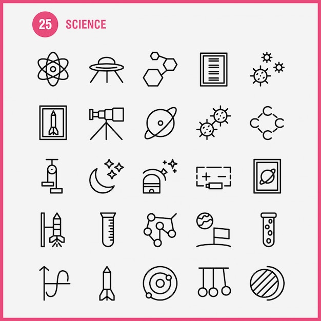 Conjunto de iconos de línea de ciencia