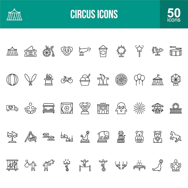 Conjunto de iconos de línea de circo