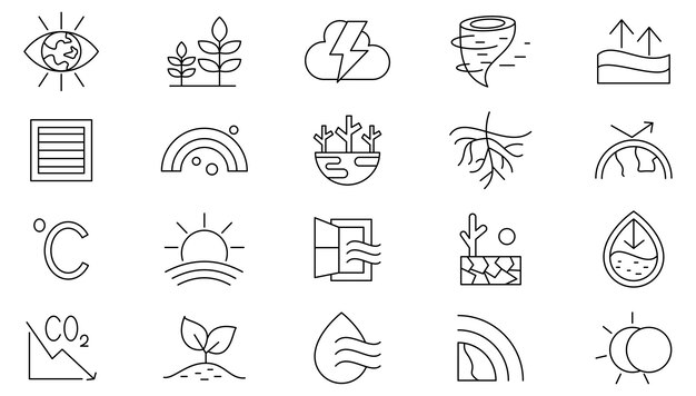El conjunto de iconos de línea climática UIthin line icon pack