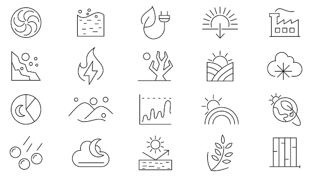 El conjunto de iconos de línea climática UIthin line icon pack