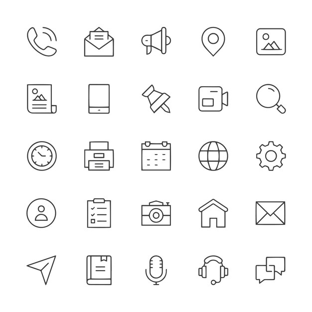 Conjunto de iconos de línea de contacto