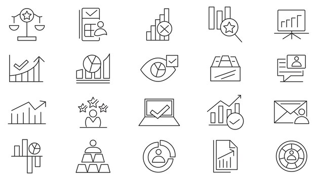 Conjunto de iconos de la línea de contratación Conjunto del icono de presentación del currículum de la solicitud de empleo de contratación de trabajo