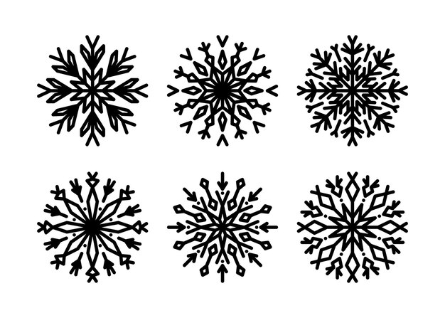 Conjunto de iconos de línea de copo de nieve de Navidad Colección línea arte vector copos de nieve ornamento de cristal para el invierno