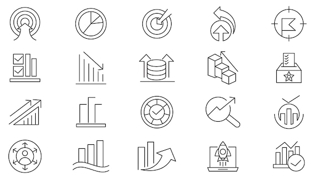 Conjunto de iconos de línea de crecimiento personal Ui thin line icon pack