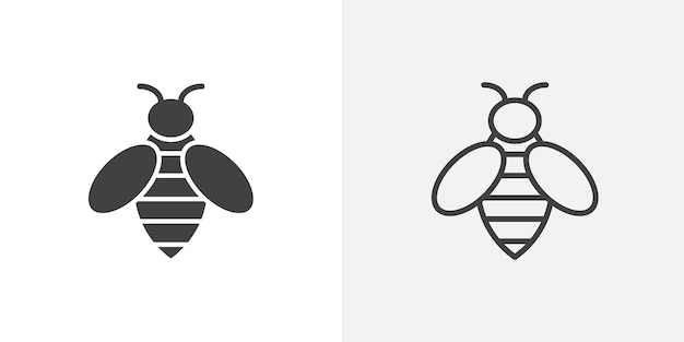 conjunto de iconos de línea delgada de abeja