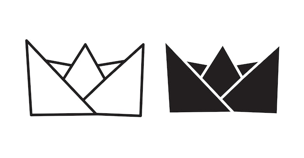 Conjunto de iconos de línea delgada de barco de papel