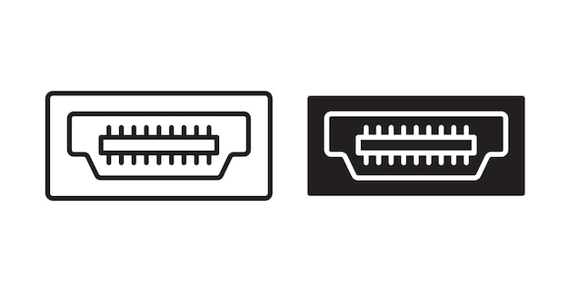 conjunto de iconos de línea delgada de cable HDMI