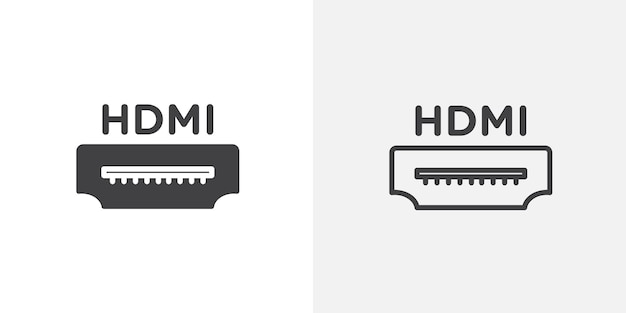 conjunto de iconos de línea delgada de cable HDMI