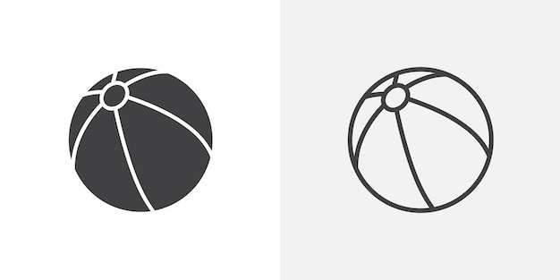 Conjunto de iconos de línea delgada de la pelota de playa