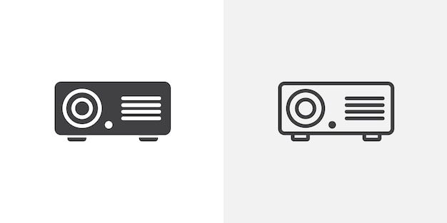 conjunto de iconos de línea delgada del proyector
