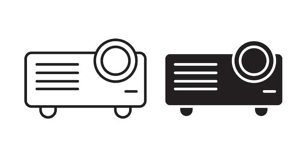 conjunto de iconos de línea delgada del proyector