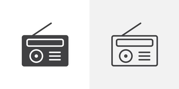 conjunto de iconos de línea delgada de radio