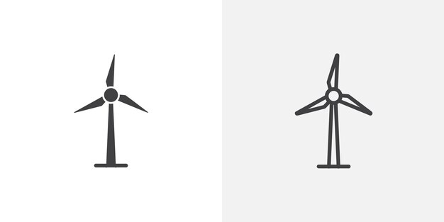 conjunto de iconos de línea delgada de la turbina eólica