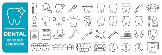 Conjunto de iconos de línea dental