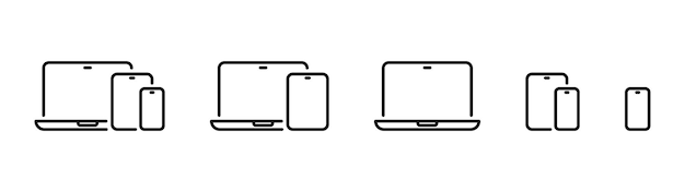 Conjunto de iconos de línea de dispositivos Colección de dispositivos electrónicos y gadgets