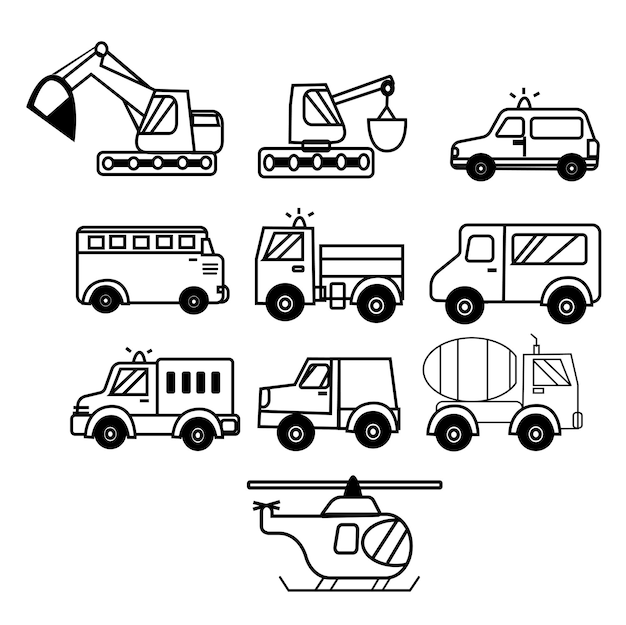 Conjunto de íconos de línea editables Ilustración vectorial en el estilo moderno de líneas delgadas de ícones de transporte