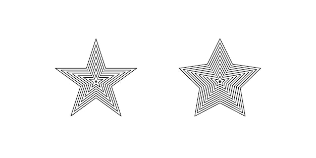 Conjunto de iconos de línea de estrella Símbolo de diseño de botón web Estrella de forma en vector plano