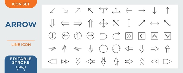 conjunto de iconos de línea de flecha colección de iconos editables