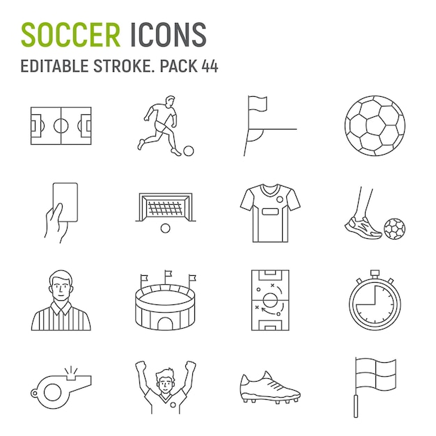Conjunto de iconos de línea de fútbol