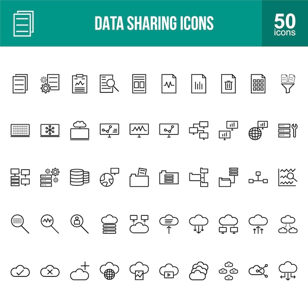Conjunto de iconos de línea de intercambio de datos