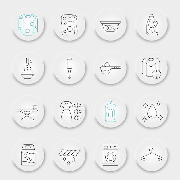Conjunto de iconos de línea de lavandería