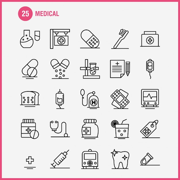 Conjunto de iconos de línea médica