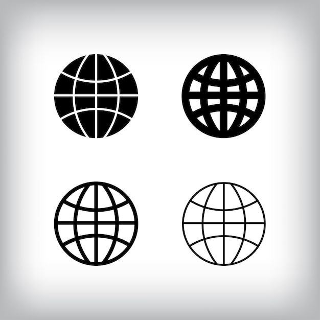 Conjunto de iconos de línea de mundo simple 4 Diferentes espesores y diseños de globos de planificación y icono de eventos