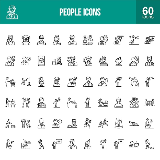 Conjunto de iconos de la línea de personas