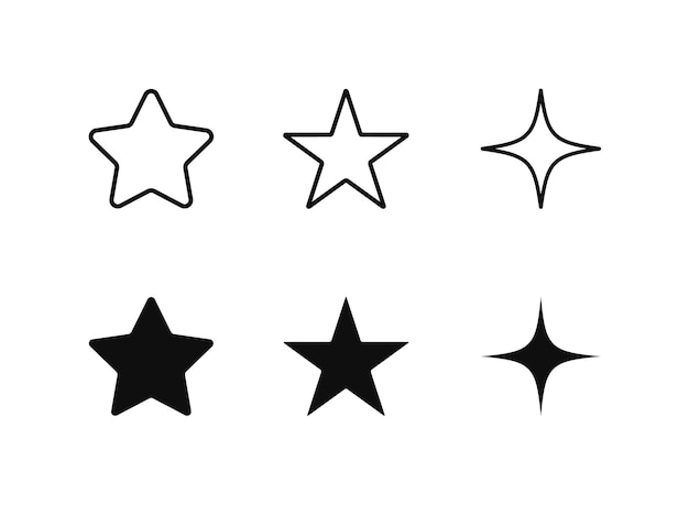 Vector conjunto de iconos de línea plana de estrellas