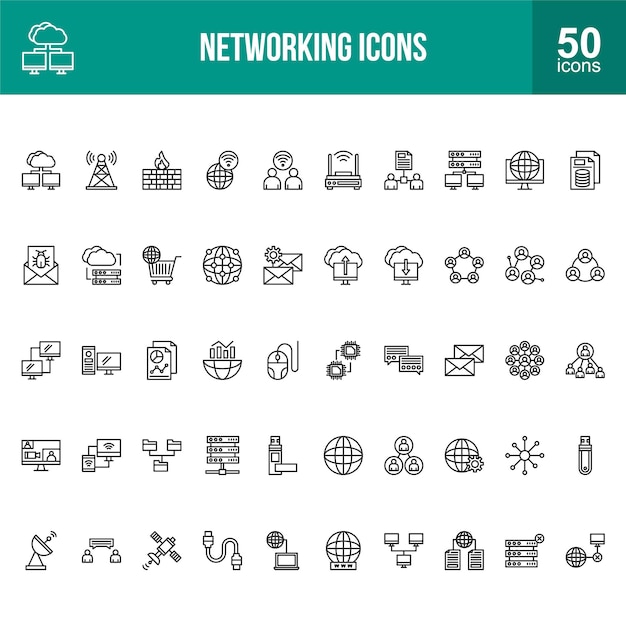 Conjunto de iconos de línea de red