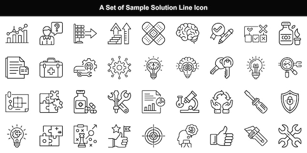 Conjunto de iconos de línea de solución
