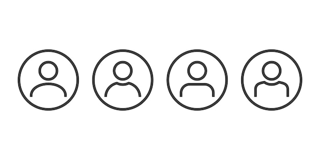Conjunto de iconos de línea de usuario y icono de perfil de avatar predeterminado e iconos de usuario genéricos redondos