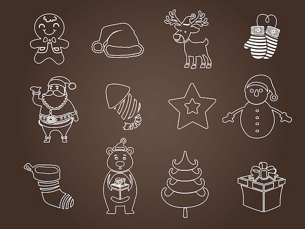 Conjunto de iconos de línea de vector de Navidad Evento de celebración para temas como decoración navideña de año nuevo