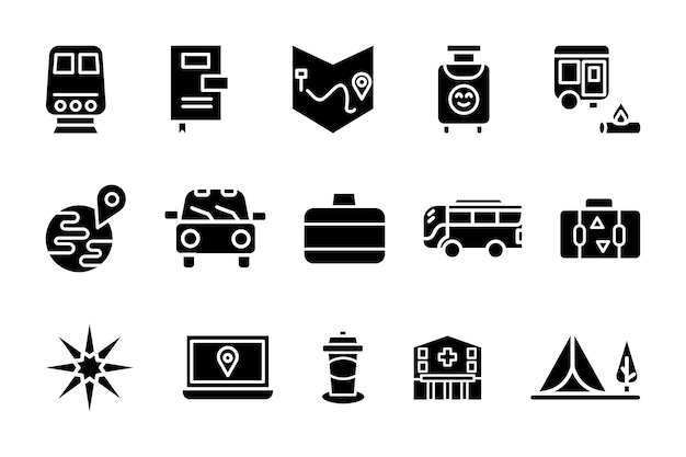 conjunto de iconos de línea de viaje vectorial