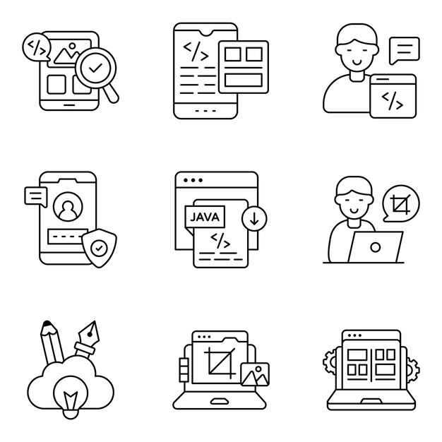 Conjunto de iconos de línea web y gráficos