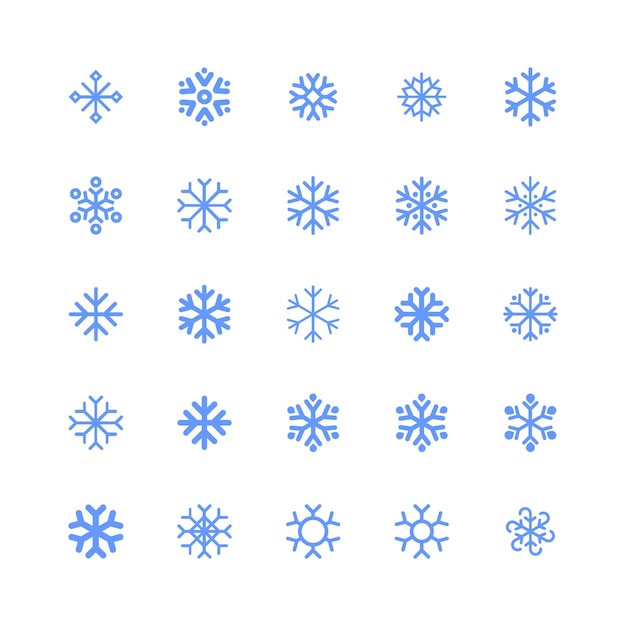 Conjunto de iconos lineales de copos de nieve