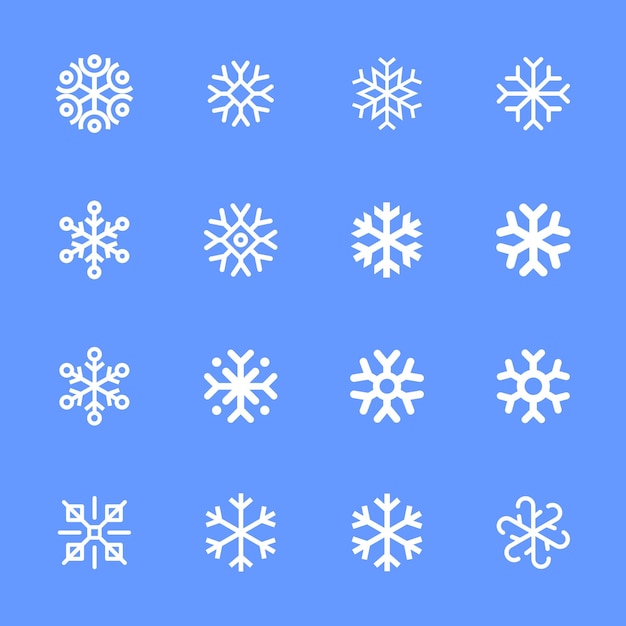 Conjunto de iconos lineales de copos de nieve