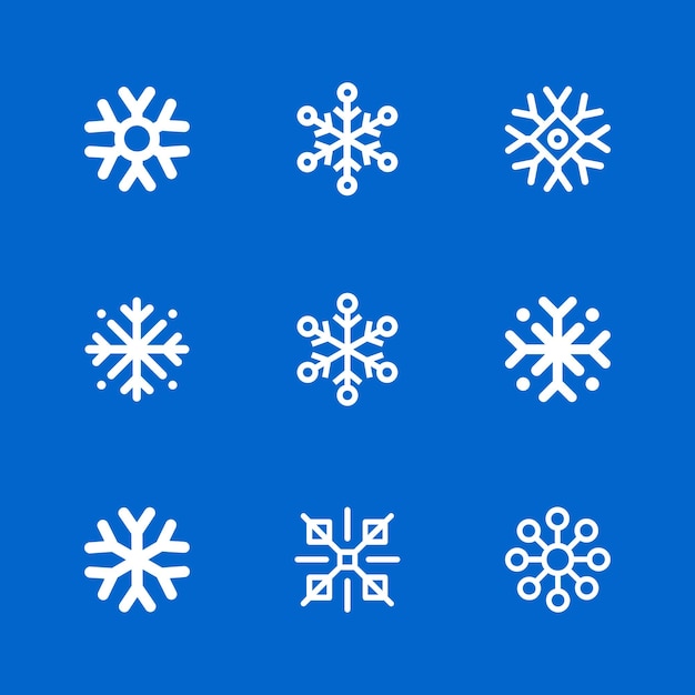 Conjunto de iconos lineales de copos de nieve