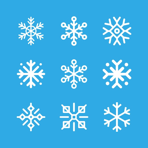 Vector conjunto de iconos lineales de copos de nieve