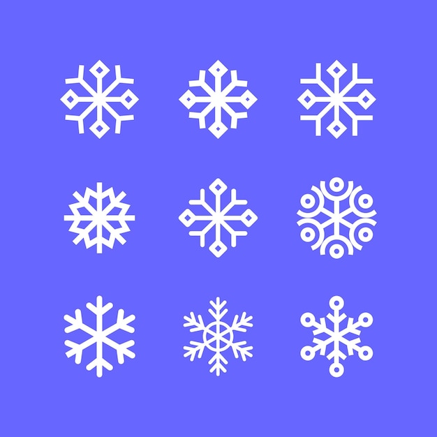 Conjunto de iconos lineales de copos de nieve