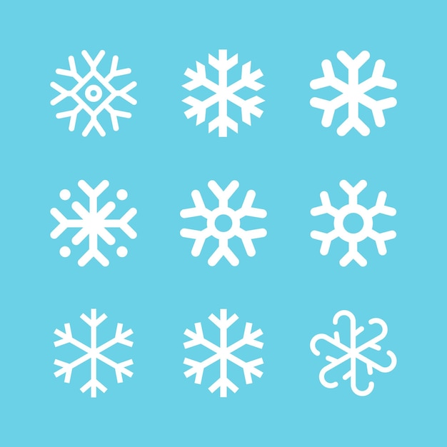 Conjunto de iconos lineales de copos de nieve