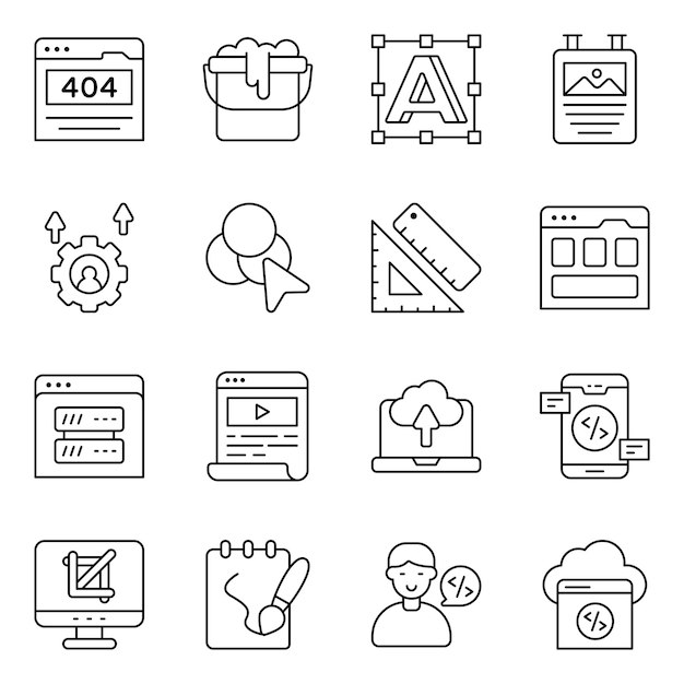Conjunto de iconos lineales de la web