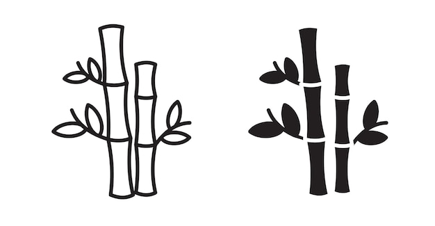 conjunto de iconos de líneas delgadas de plantas de bambú